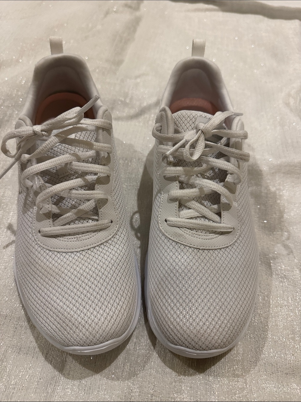 Skechers Women's/Unisex White Mesh Lace-Up Athletic Sneakers